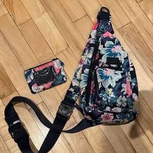 Vera Bradley reactive watermelon floral sling backpack at wallet